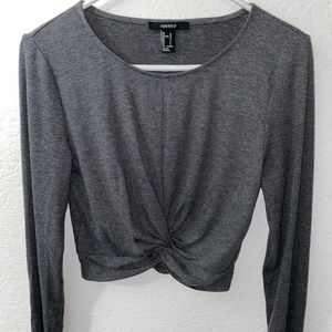 Forever 21 Gray Cropped Long Sleeve